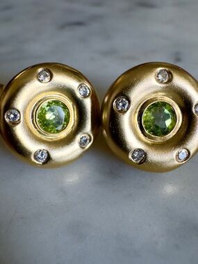 14k Peridot & Diamond Donut Earrings